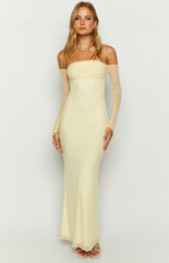 Odette Cream Long Sleeve Formal Maxi Dress