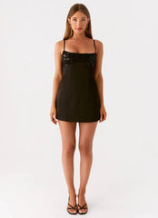 Zion Beaded Mini Dress - Black